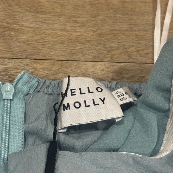 NWT Hello Molly Mini Dress Blue Off The Shoulder Ruched Detailing Dress Size 2 - Picture 5 of 6
